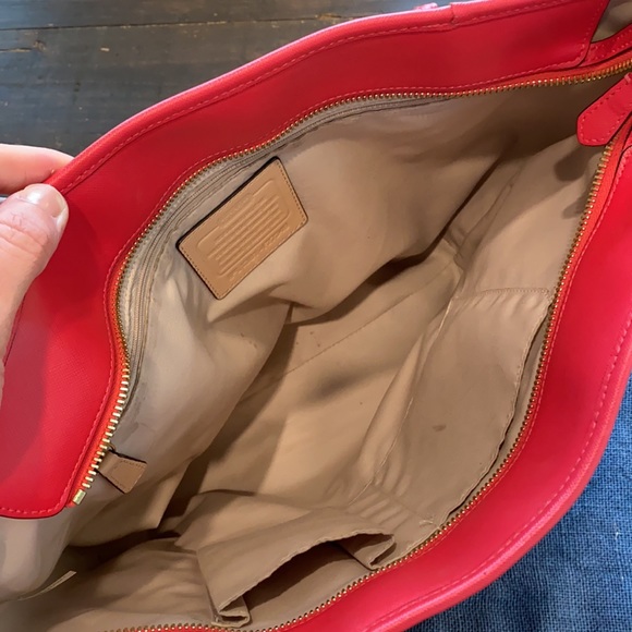 ***SOLD*** Red Leather Coach Tote - Picture 3 of 7